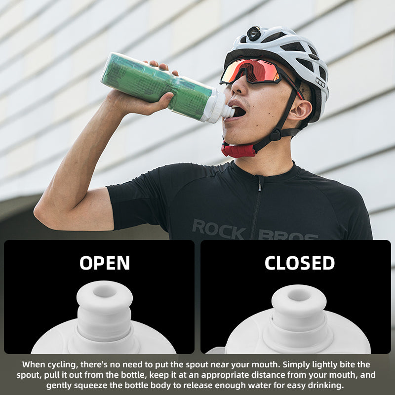 ROCKBROS Insulated Bike Water Bottles Keep Water Cool Leak-Proof Bicycle Water Bottle with Handle Cycling Water Bottle Easy to Squeeze