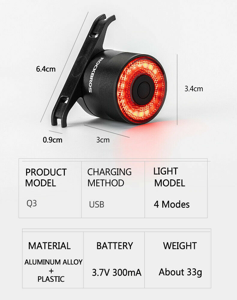 ROCKBROS Smart Bike Brake & Tail Light Q3