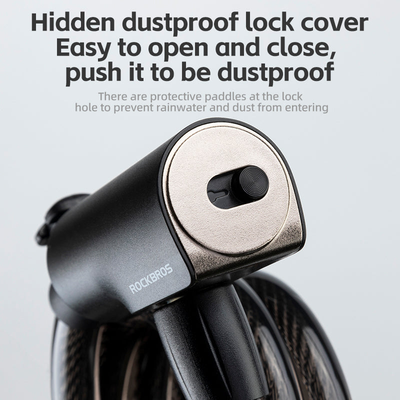 ROCKBROS Steel Cable Bike Lock - Anti-theft, Portable, Waterproof