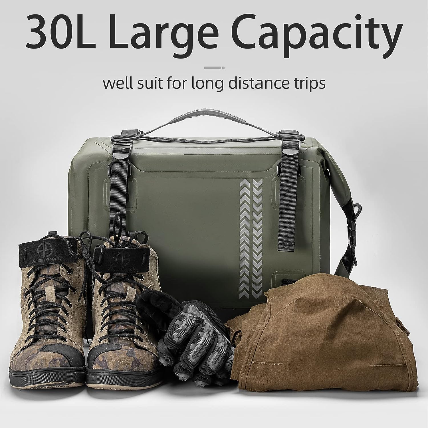 ROCKBROS Motorcycle Seat Bag Luggage Pannier Dry Bag Tail Bag Waterproof 30L Universal MotorBike Bag Army Green