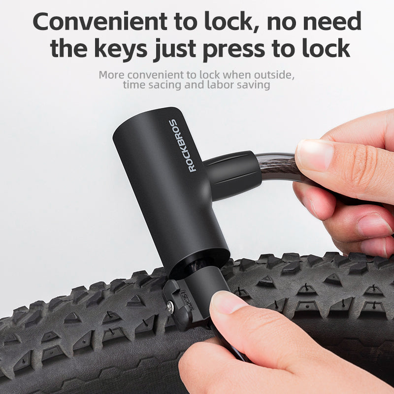 ROCKBROS Steel Cable Bike Lock - Anti-theft, Portable, Waterproof