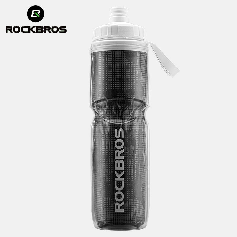 ROCKBROS Insulated Bike Water Bottles Keep Water Cool Leak-Proof Bicycle Water Bottle with Handle Cycling Water Bottle Easy to Squeeze