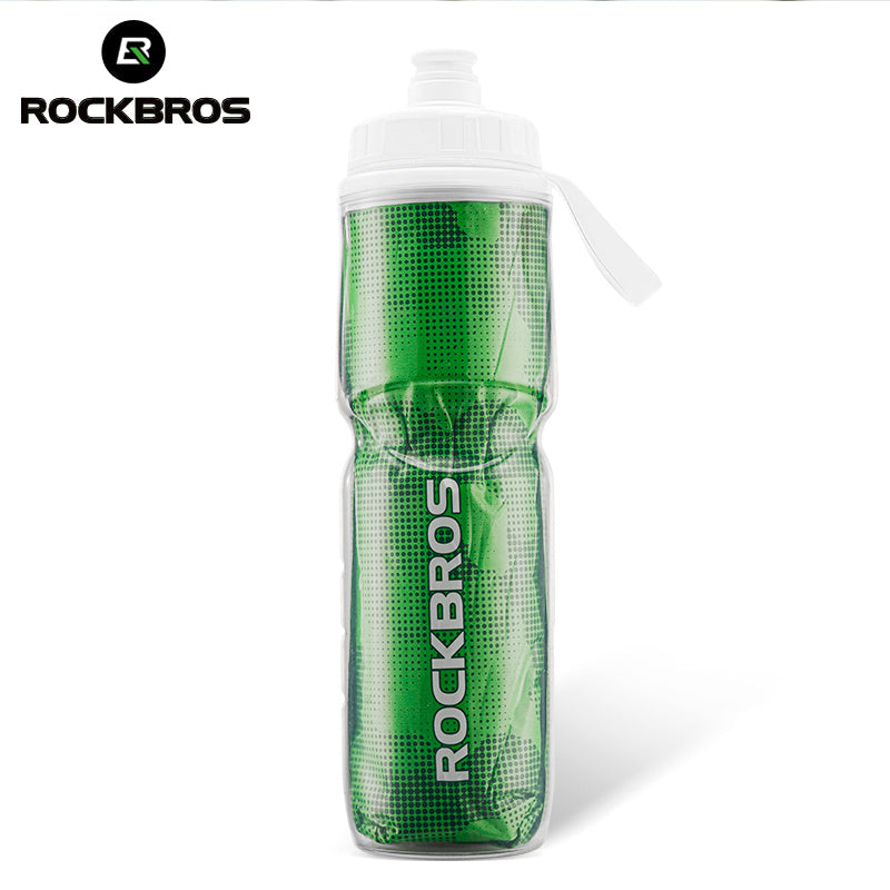 ROCKBROS Insulated Bike Water Bottles Keep Water Cool Leak-Proof Bicycle Water Bottle with Handle Cycling Water Bottle Easy to Squeeze