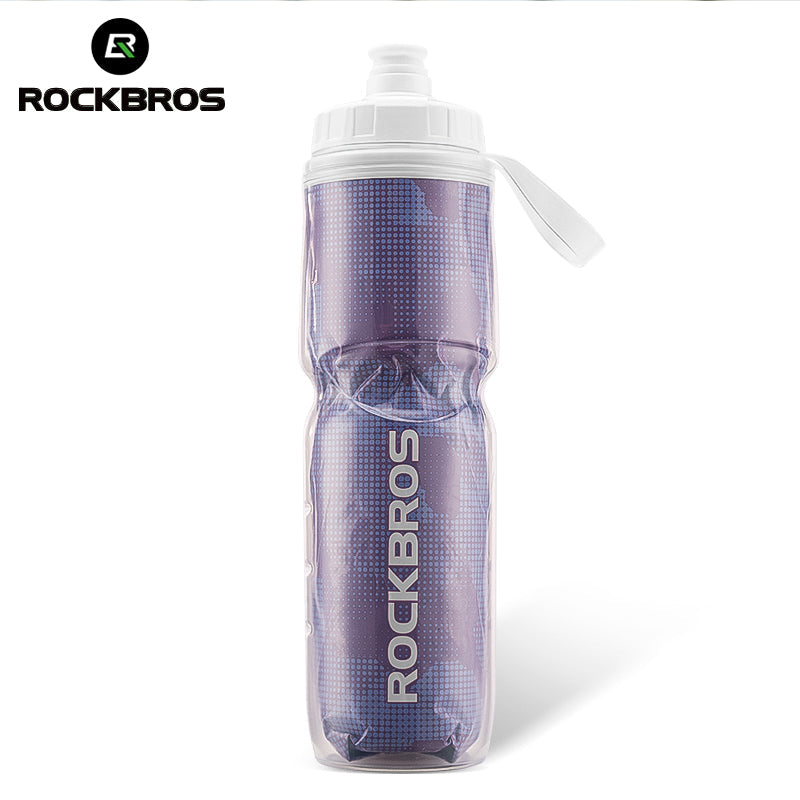 ROCKBROS Insulated Bike Water Bottles Keep Water Cool Leak-Proof Bicycle Water Bottle with Handle Cycling Water Bottle Easy to Squeeze