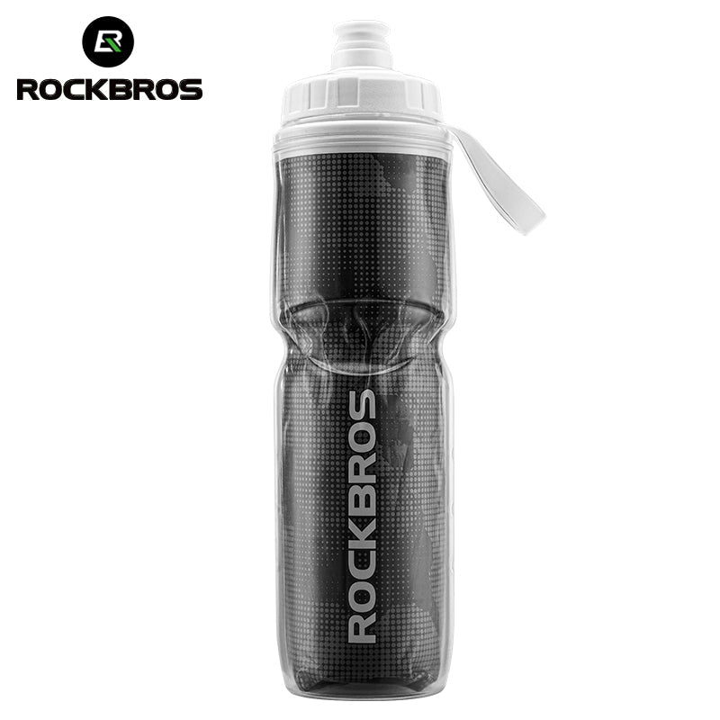 ROCKBROS Insulated Bike Water Bottles Keep Water Cool Leak-Proof Bicycle Water Bottle with Handle Cycling Water Bottle Easy to Squeeze