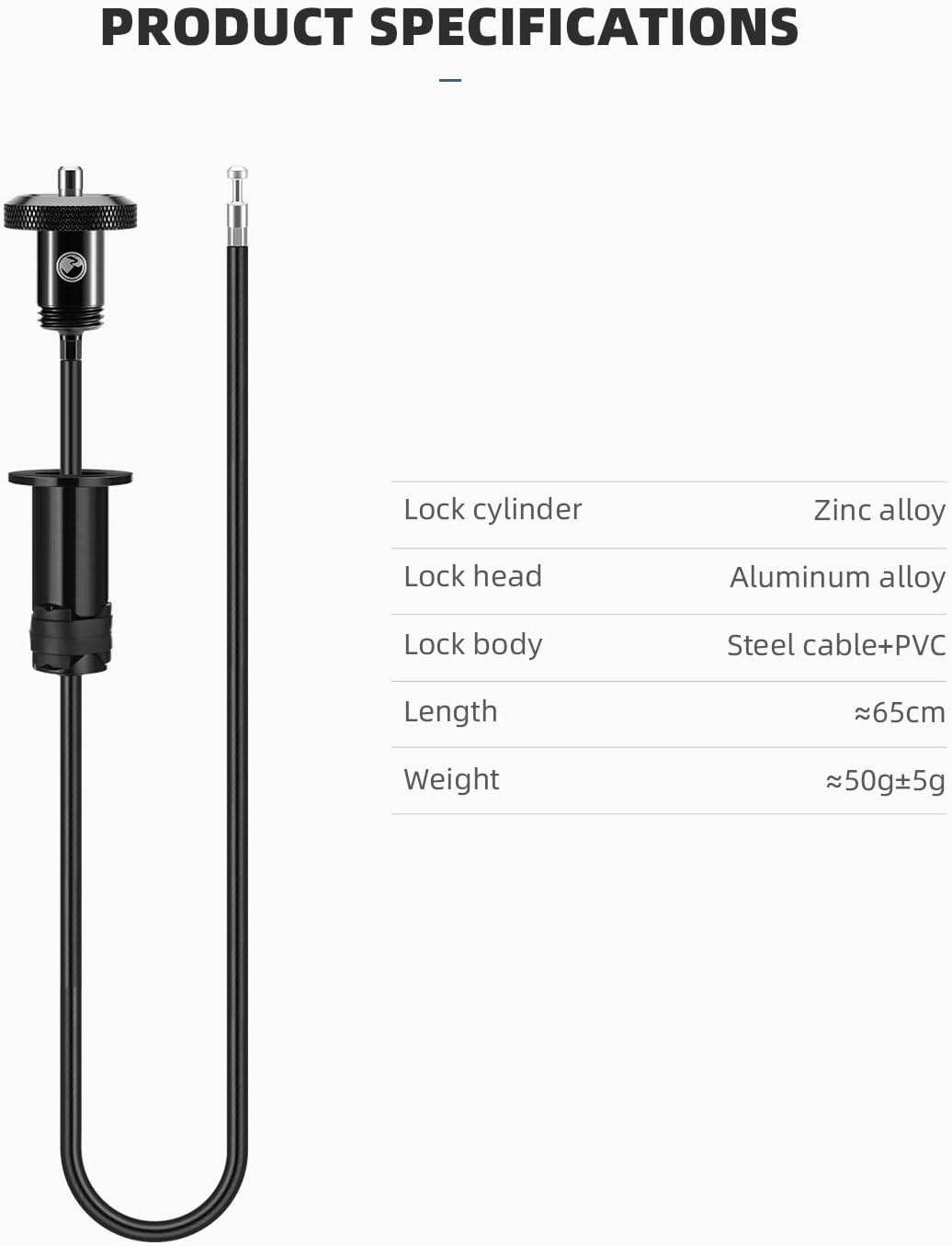【ROAD TO SKY】ROCKBROS Bicycle Lock Hidden Handle Lock Mini Lock Bike Cable Lock Hidden in Handlebars Helmet Lock Zinc Alloy Lock Cylinder Aluminum Shell 25.6 inches for Roadbike - ROCKBROSUSA