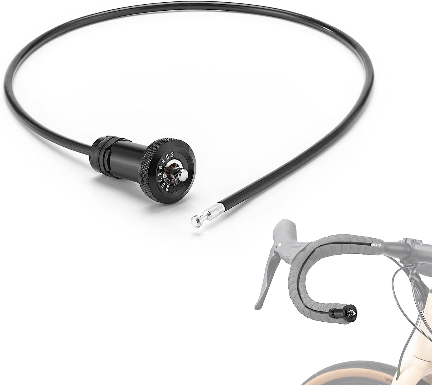 【ROAD TO SKY】ROCKBROS Bicycle Lock Hidden Handle Lock Mini Lock Bike Cable Lock Hidden in Handlebars Helmet Lock Zinc Alloy Lock Cylinder Aluminum Shell 25.6 inches for Roadbike - ROCKBROSUSA